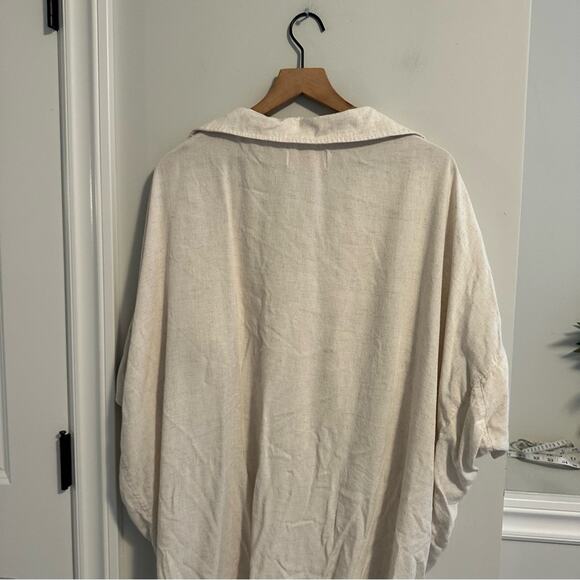 Myrah Penaloza Tan Cream Linen Blend Button Front Mini Dress M/L - Picture 6 of 12